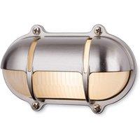 Nautic Outdoor Brass Bulkheads Wall Light Oval Nickel Finish IP64 E27