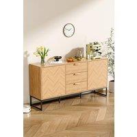 Natural Two Door Three Drawer Storage Cabinet Cross Wood Grain TV Stand,160cm W