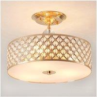 Semi Flush Drum Ceiling Light with decorative Crystals