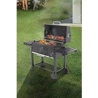 Outdoor Barrel Charcoal BBQ with Side Table Patio