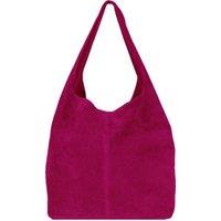 Raspberry Soft Suede Hobo Shoulder Bag - BYXXB