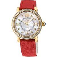 Marsala Diamond , Genuine Red Saffiano Vegan Leather Strap Swiss Quartz Watch