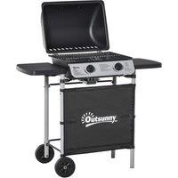 Propane Gas Barbecue Grill 2 Burner Cooking BBQ 5.6 kW with Shelves