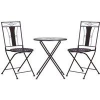 3-Piece Patio Bistro Set with Mosaic Round Table and 2 Armless Chairs