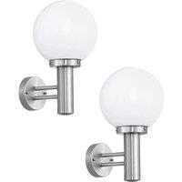 2 PACK IP44 Outdoor Wall Light Stainless Steel Orb Shade 60W E27 Porch Lamp