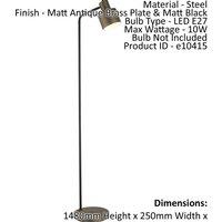 Floor Lamp Light Matt Antique Brass & Matt Black 10W LED E27 Standing