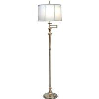 Floor Lamp Swing Arm Directional Off White Shade Burnished Brass LED E27 60W