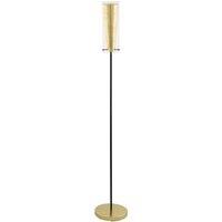 Floor Lamp Light Colour Black Shade Inner Gold Outer Clear Glass Bulb E27 1x60W