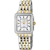 Padova Gemstone Swiss Quartz Diamonds multi color White Dial, T tone -Gold Watch