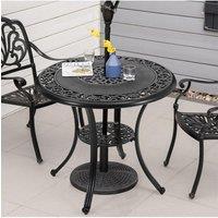 Flower Hollowed Out Cast Aluminum Patio Dining Table with Umbrella Hole