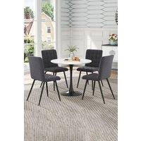 5pcs Dining Table Set of Tufted Dining Chairs and Round Coffee Table