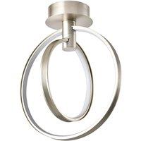 Modern Eye-Catching LED Ceiling Light in Brushed Nickel with Two Spherical Rings