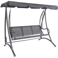 3 Seater Outdoor Swing Seat Bench Chair Hammock w/ Canopy -Grey