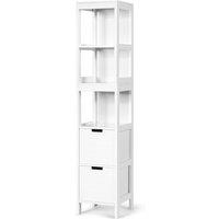 5-Tier Bathroom Tall Cabinet Storage Organizer Rack Stand Cupboard 2 drawers