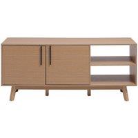 Wooden TV Stand with Storage Cabinet and Open Shelves