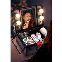 Makeup Travel Suitcase Cosmetic Organizer Case with LED Light Mirror