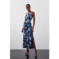 Satin Floral Devore Woven Strappy Maxi Dress