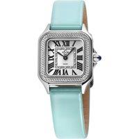 Milan Silver Dial Bright Exquisite Turquoise Leather strap watch