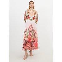 Petite Floral Guipure Lace Woven Maxi Dress