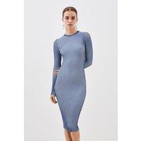 Petite Premium Drape Contrast Stitch Knit Pencil Dress