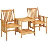 Garden Chairs with Tea Table 159x61x92 cm Solid Acacia Wood