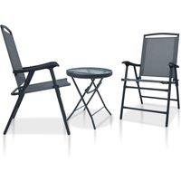 3 Piece Bistro Set Grey Steel