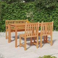 4 Piece Garden Dining Set Solid Wood Teak