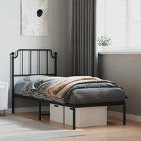 Metal Bed Frame with Headboard Black 75x190 cm Small Single