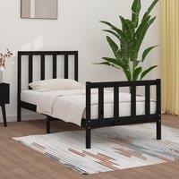 Bed Frame Black Solid Wood 90x190 cm Single