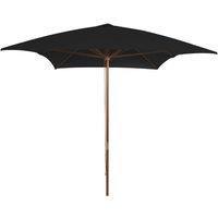 Outdoor Parasol with Wooden Pole Black 200x300 cm