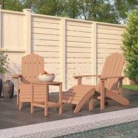 Garden Adirondack Chairs with Footstool & Table HDPE Brown