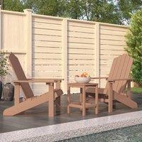Garden Adirondack Chairs with Table HDPE Brown