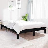 Bed Frame Black 120x190 cm Small Double Solid Wood Pine
