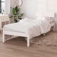 Bed Frame White Solid Wood 75x190 cm Small Single