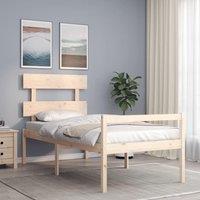 Bed Frame with Headboard Single Solid Wood