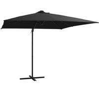 Cantilever Umbrella with LED lights and Steel Pole 250x250 cm Black
