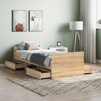 Bed Frame with Headboard and Footboard Sonoma Oak 75x190 cm Small Single