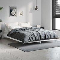 Bed Frame High Gloss White 135x190 cm Double Engineered Wood