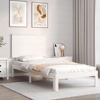 Bed Frame with Headboard White Small Single Solid Wood
