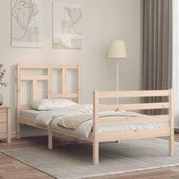 Bed Frame with Headboard Single Solid Wood