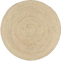 Handmade Rug Jute with Spiral Design White 150 cm