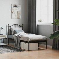 Metal Bed Frame with Headboard Black 75x190 cm Small Single