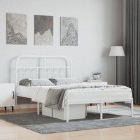 Metal Bed Frame with Headboard White 120x190 cm Small Double