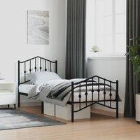 Metal Bed Frame with Headboard and Footboard Black 90x190 cm Single