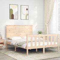 Bed Frame with Headboard Small Double Solid Wood