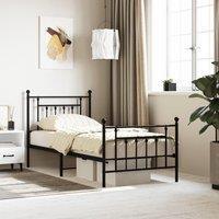 Metal Bed Frame with Headboard and Footboard Black 90x190 cm Single