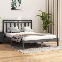 Bed Frame Grey Solid Wood 135x190 cm Double