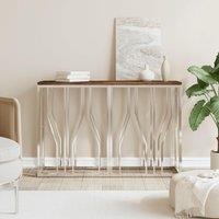 Console Table Stainless Steel and Solid Wood Reclaimed