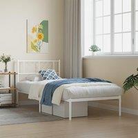 Metal Bed Frame with Headboard White 75x190 cm Small Single