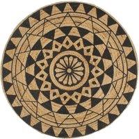 Handmade Rug Jute with Black Print 150 cm